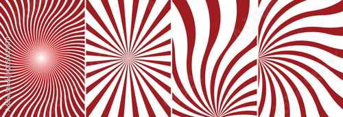 Valokuva Abstract Red and White Sunburst Background Set with Retro Swirl and Comic Radial Rays