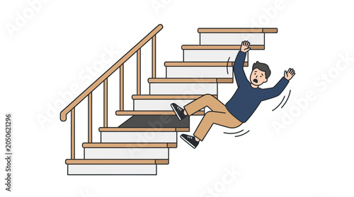Fotografie Man falling down stairs, accident illustration