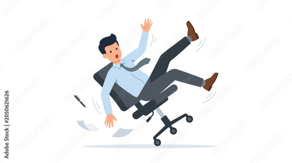 Fototapeta premium Man falling off office chair