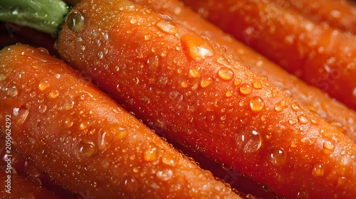 Closeup beautiful texture of fresh orange carrot with water drops.vegetable background.healthy eating with organic food ingredient