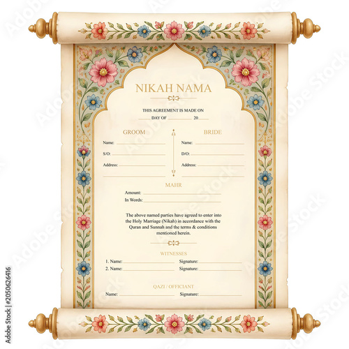 Nikah Nama Islamic Marriage Certificate Template