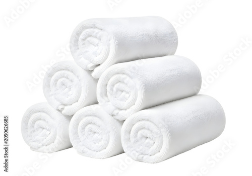 Rolled White Towels Spa Bath Linen Set