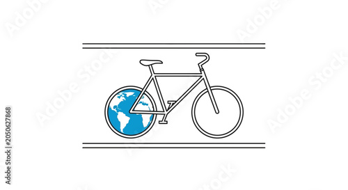Eco-friendly Bicycle with Earth Wheel on Road - Sustainable Transport Concept