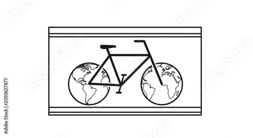 Eco-friendly Bicycle with Earth Wheels on a White Background