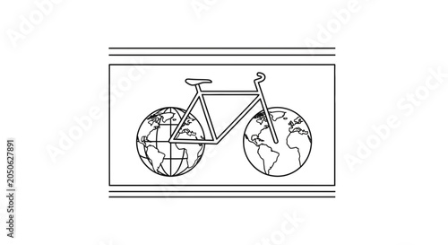 Eco-friendly Bicycle with Earth Wheels - Sustainable Transport Concept