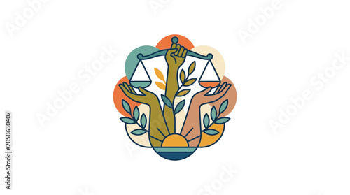 Equality and Justice Concept Illustration with Hands Holding Scales