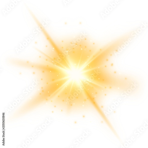 Golden Energy Blast Light Burst Transparent