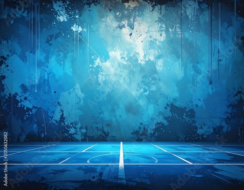 Abstract blue background with sports court lines ideal for presentations and design
