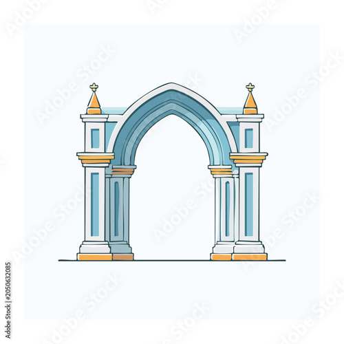 Flat design illustration of an ornate architectural archway