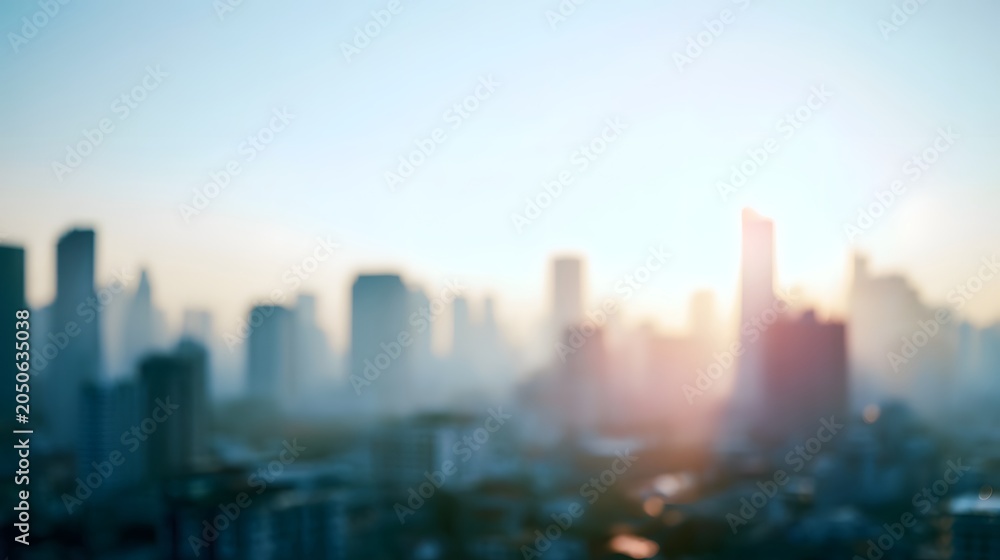 Fototapeta premium A minimalist and blurred cityscape background bathed in bright peaceful daylight