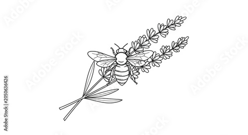 Bee on a leafy branch.
