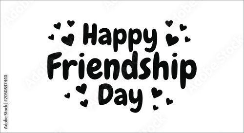 Картината върху платно Friendship Day Typography With Hearts Black On White Background