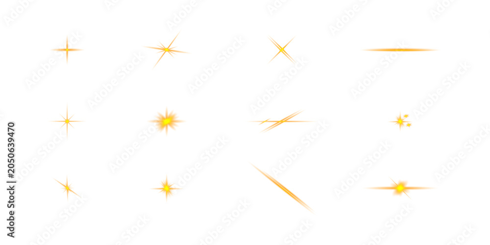 Obraz premium Golden light burst effects for photo and video editing