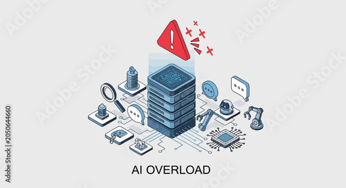 A conceptual illustration of AI system overload.