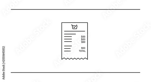 Shopping Receipt Icon with Checkmark and Total Amount