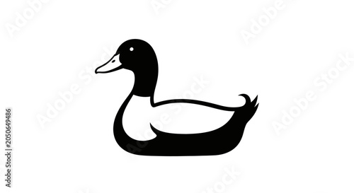 Slika na platnu Minimalist Mallard Duck Silhouette Icon, Simple Outline Bird Graphic
