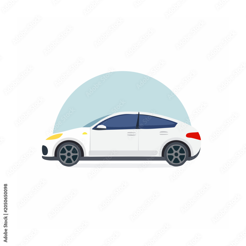 Obraz premium Flat design illustration of a white modern car