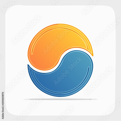 Orange and blue yin yang symbol icon