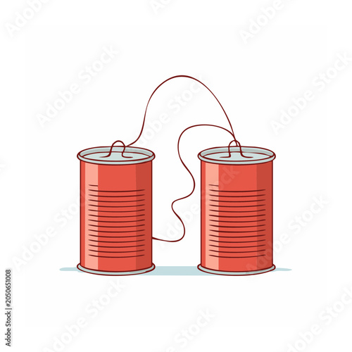 Retro tin can telephone illustration