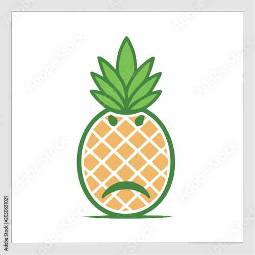 Sad pineapple character with a flat design style