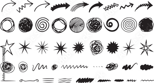 Εκτύπωση καμβά Starburst Scribble and Sketch Shape Doodle Collection