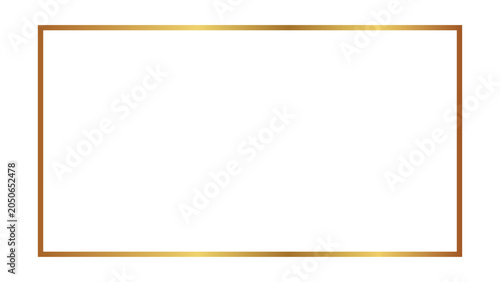 Luxury golden rectangular frame background, flat vector illustration of simple elegant gold gradient border layout isolated on white.