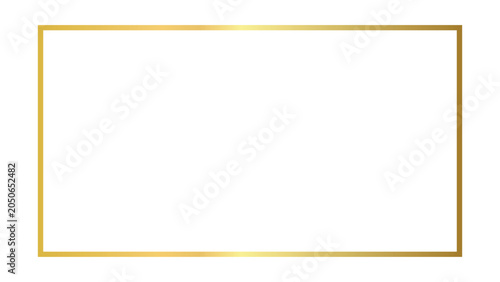 Luxury golden rectangular frame background, flat vector illustration of simple elegant gold gradient border layout isolated on white.