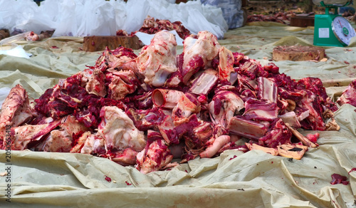 Принти на полотні Pile of Animal Bones and Meat Remains After Butchering