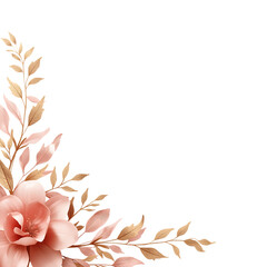 Pink flower and gold leaf floral corner