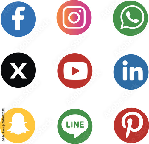 modern Social Media Icon Set Collection Vector Design