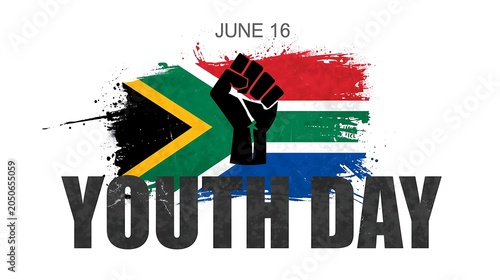 South Africa Youth Day Banner with Raised Fist and Flag