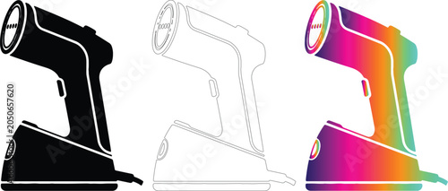 Handheld garment steamer vector icon set isolated on transparent background
