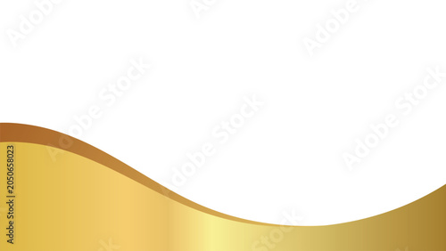 Abstract golden wave background on white, flat vector illustration of smooth elegant gold curved lines layout for luxury banner.