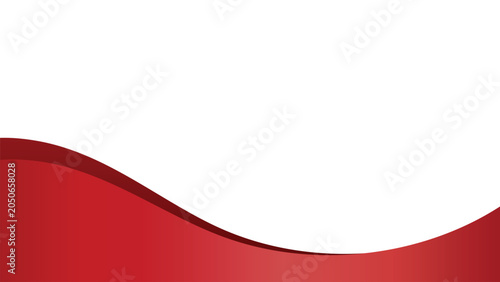Abstract red wave background on white, flat vector illustration of smooth elegant crimson curved lines layout for corporate banner.