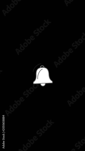 White bell notification icon animation on pure black background