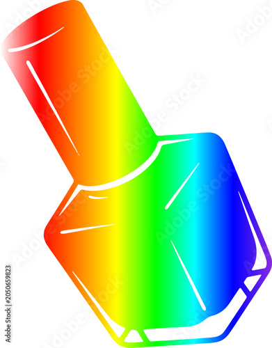 Rainbow nail polish bottle vector icon isolated on transparent background