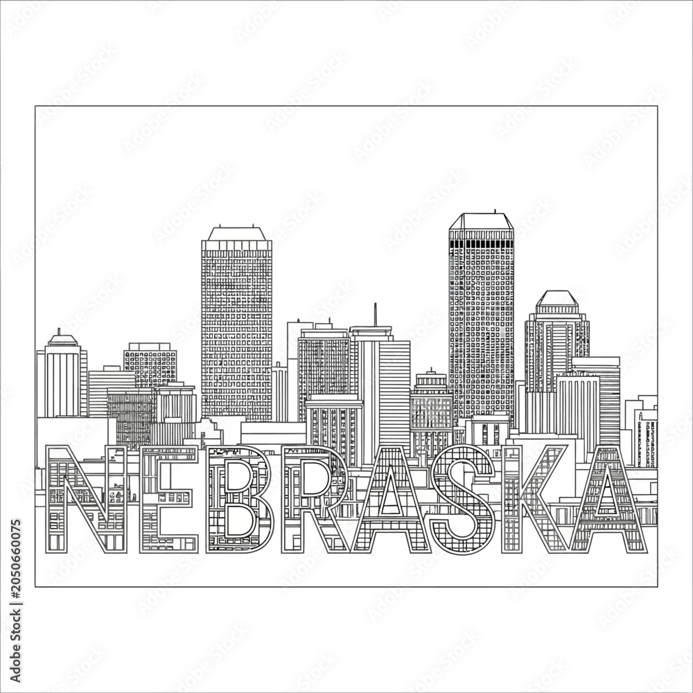 Obraz premium Nebraska Cityscape Sketch