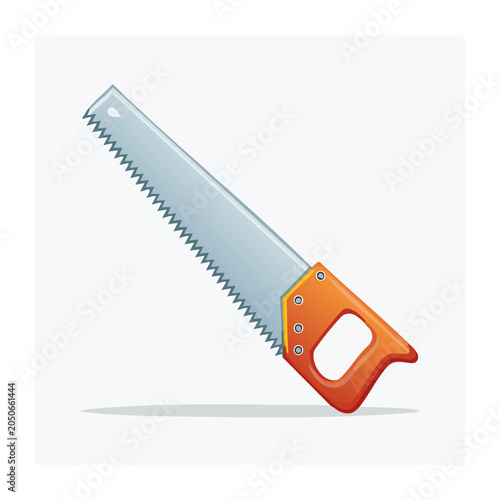 Illustration of a hand saw with an orange handle