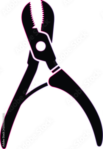 Black pliers vector icon isolated on transparent background, industrial hand tool symbol