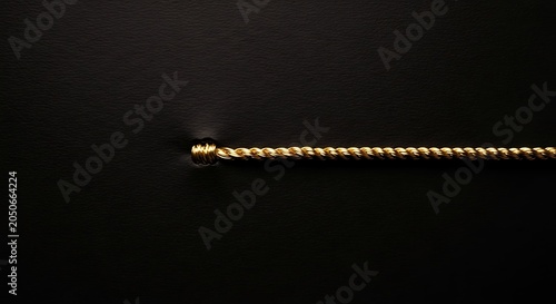 Golden rope on black leather surface