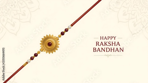 Happy Raksha Bandhan Greeting Card Featuring Elegant Floral Styled Rakhi