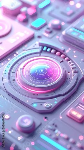 Close-up of futuristic technology interface.