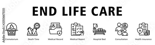 Tableau sur toile End Life Care web banner icon vector illustration depicting structured documentation and respectful end of life healthcare services