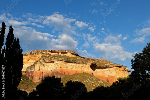 Scenic landscape with sandstone rocks in late afternoon light, Golden Gate National Park, South Africa