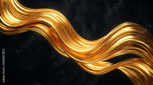 Elegant Gold Stream of Light Swirling in Dark Background for Artistic Design