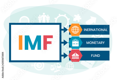 IMF - International Monetary Fund acronym. business concept background. vector illustration concept with keywords and icons. lettering illustration with icons for web banner, flyer, landing page