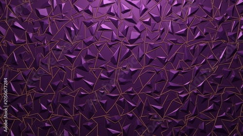 Abstract purple and black geometric 3D pattern with sharp pyramid shapes and dark gradient light for modern background