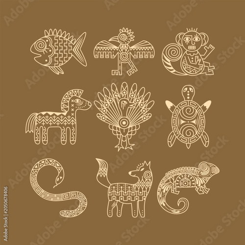 Fotografia Aztec Ancient Animal Object Illustration