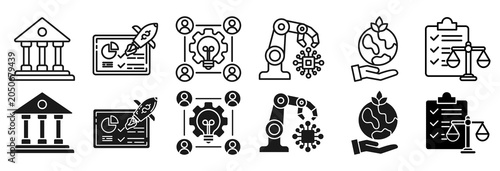 Bild auf Leinwand Pestel icon set. Governance and finance symbol