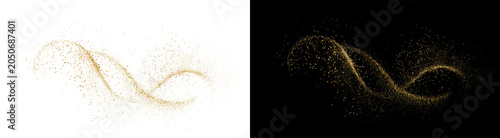 Foto Elegant golden dust particles swirling in a decorative wave motion created with